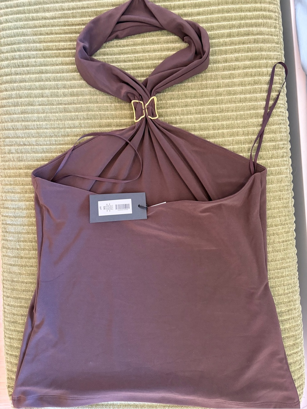 Aritzia Brown Halter Camisole with Gold Hardware